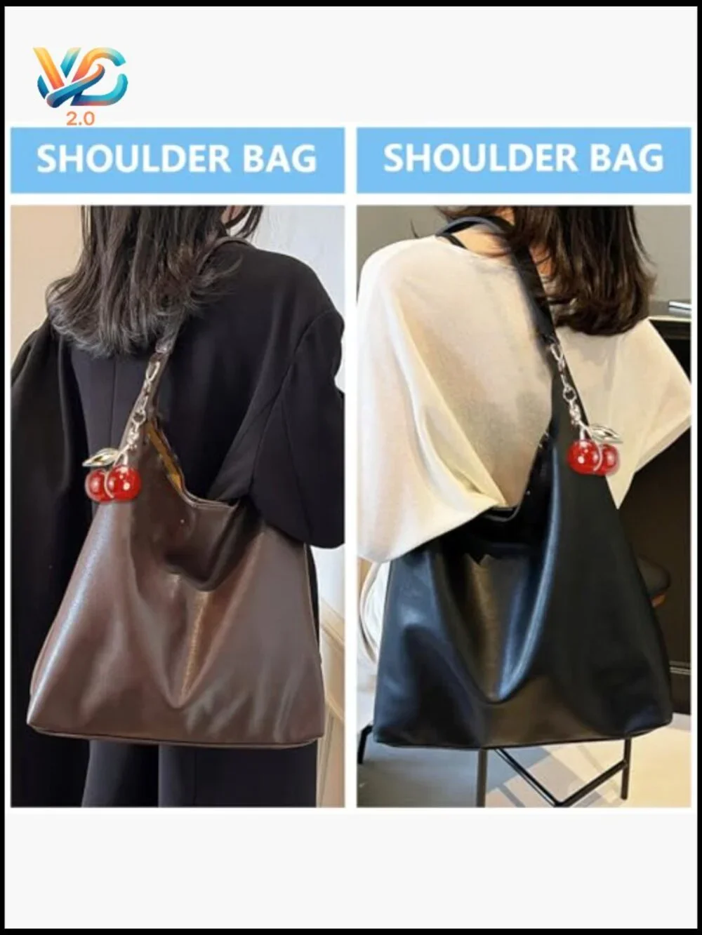 Large Vegan Leather Hobo Bag Shoulder Purse Crossbody Slouchy Tote Handbag